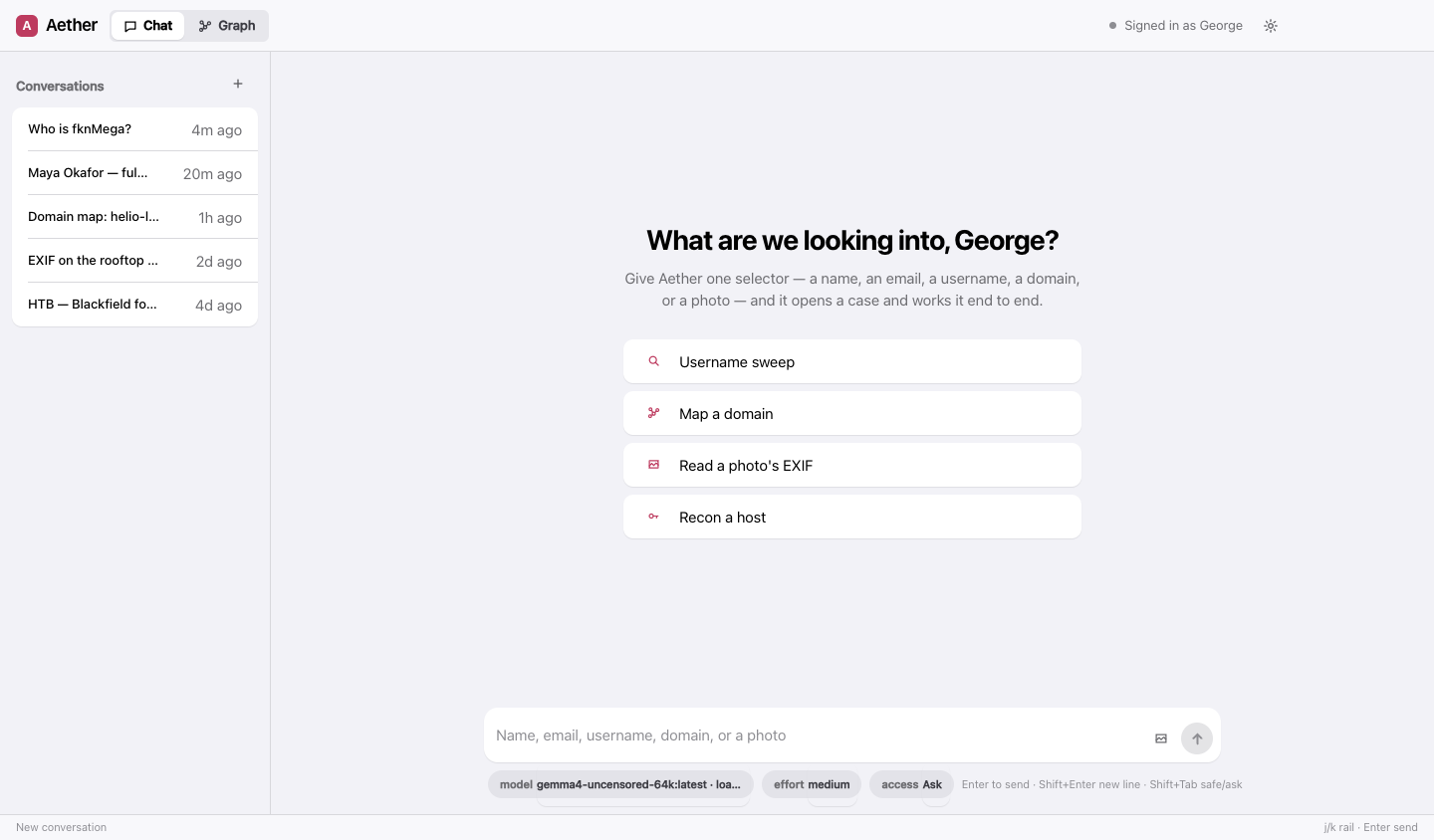 The chat, with model, effort and access under the box
